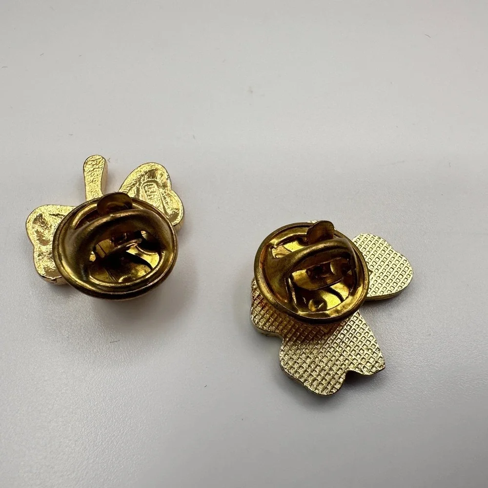 Vintage 90s Shamrock Lapel Pins Set Green Enamel Gold Tone Floral Rhinestone Y2K